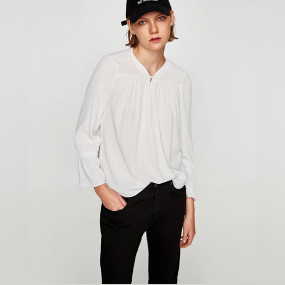 Zara Tops - Zara Long Sleeve Blouse with Covered Buttons